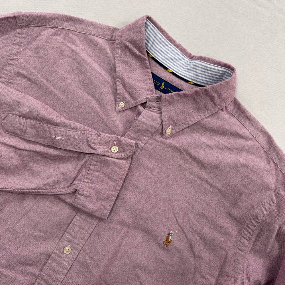 Ralph Lauren Button Down Shirt Oxford Long Sleeve Burgundy Mens XXL
